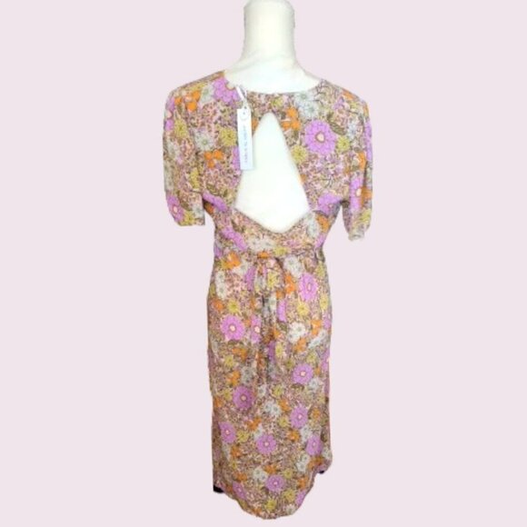NWT Emma & Michele Short Sleeve Purple Floral Evening Maxi Date Nite Dress… - Picture 3 of 5